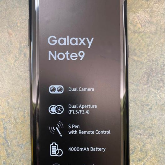 Galaxy Note 9, Dual Camera, Dual Aperture, S Pen with Remote Control, 4000 mAh battery, stereo speakers, refurbished phone