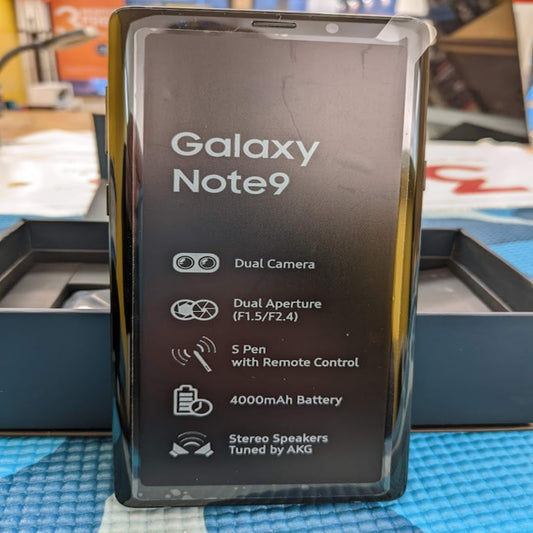 Galaxy Note 9, Dual Camera, Dual Aperture, S Pen with Remote Control, 4000 mAh battery, stereo speakers, refurbished phone